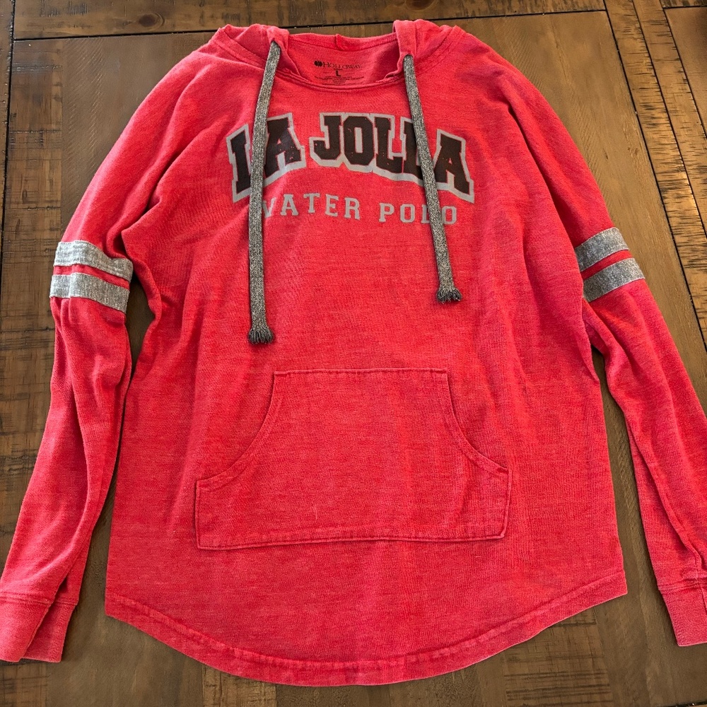 Women's red lightweight La Jolla Waterpolo hoodie size large